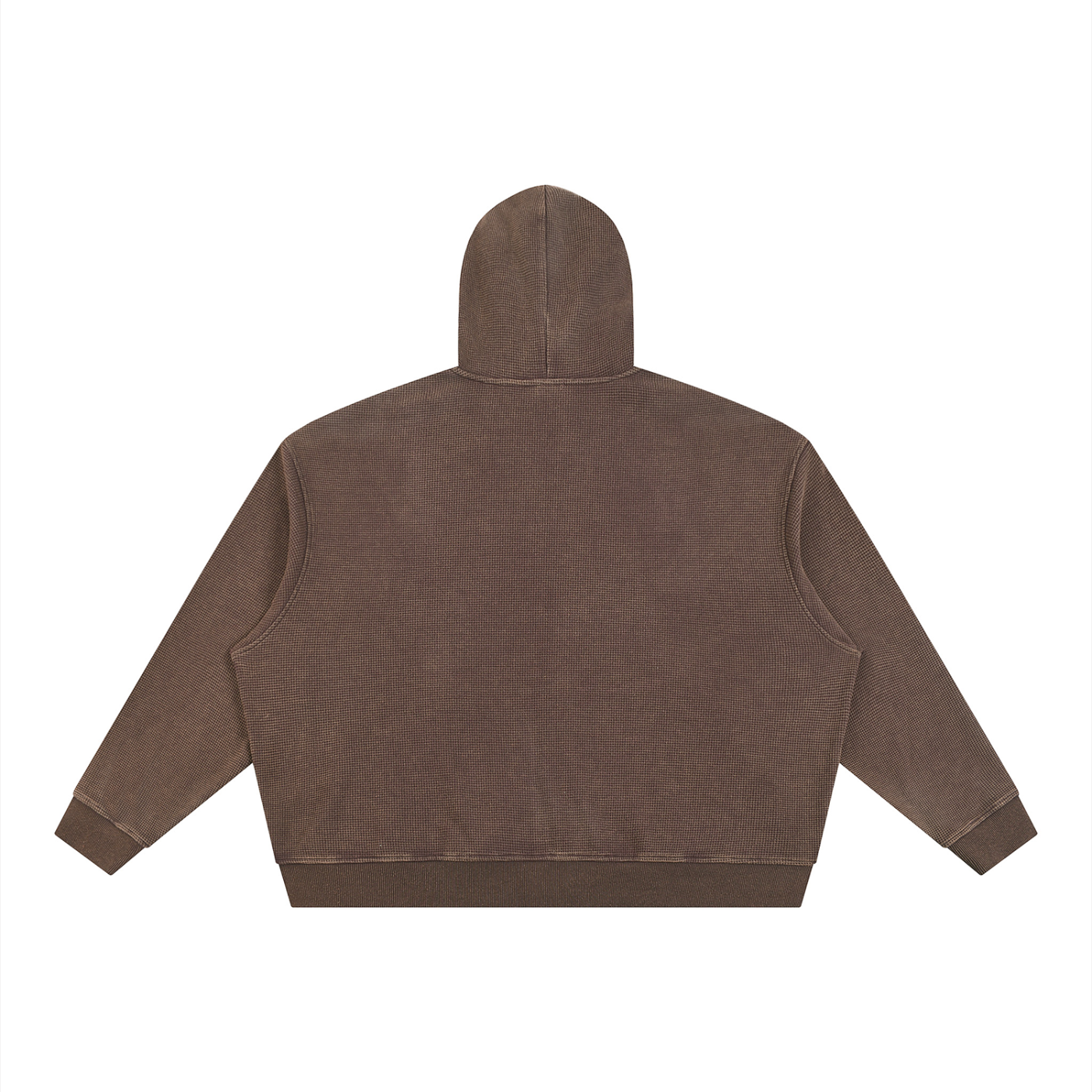 Unisex Vintage Wash Boxy Waffle Full Zip Hoodie