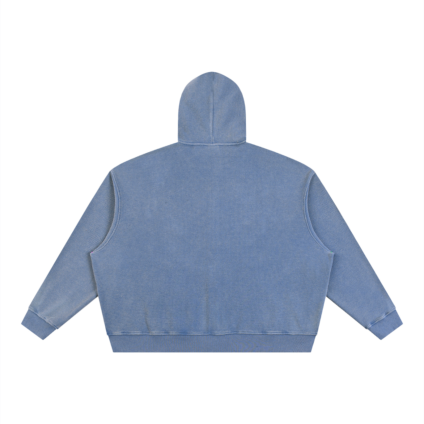 Unisex Vintage Wash Boxy Waffle Full Zip Hoodie