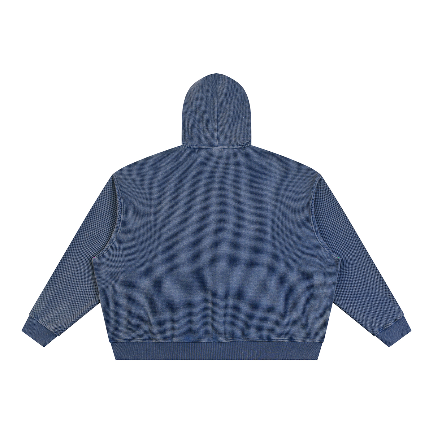 Unisex Vintage Wash Boxy Waffle Full Zip Hoodie