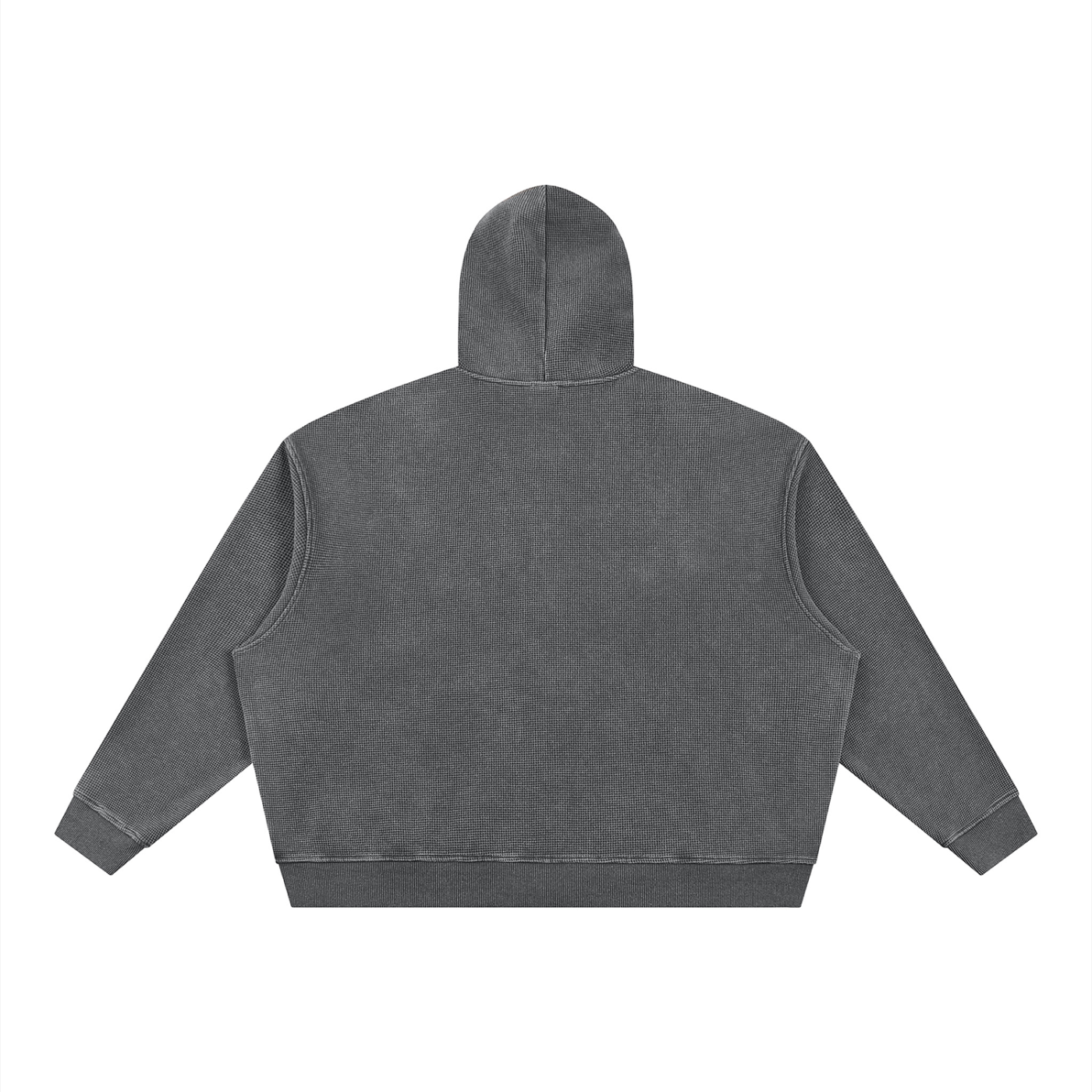 Unisex Vintage Wash Boxy Waffle Full Zip Hoodie