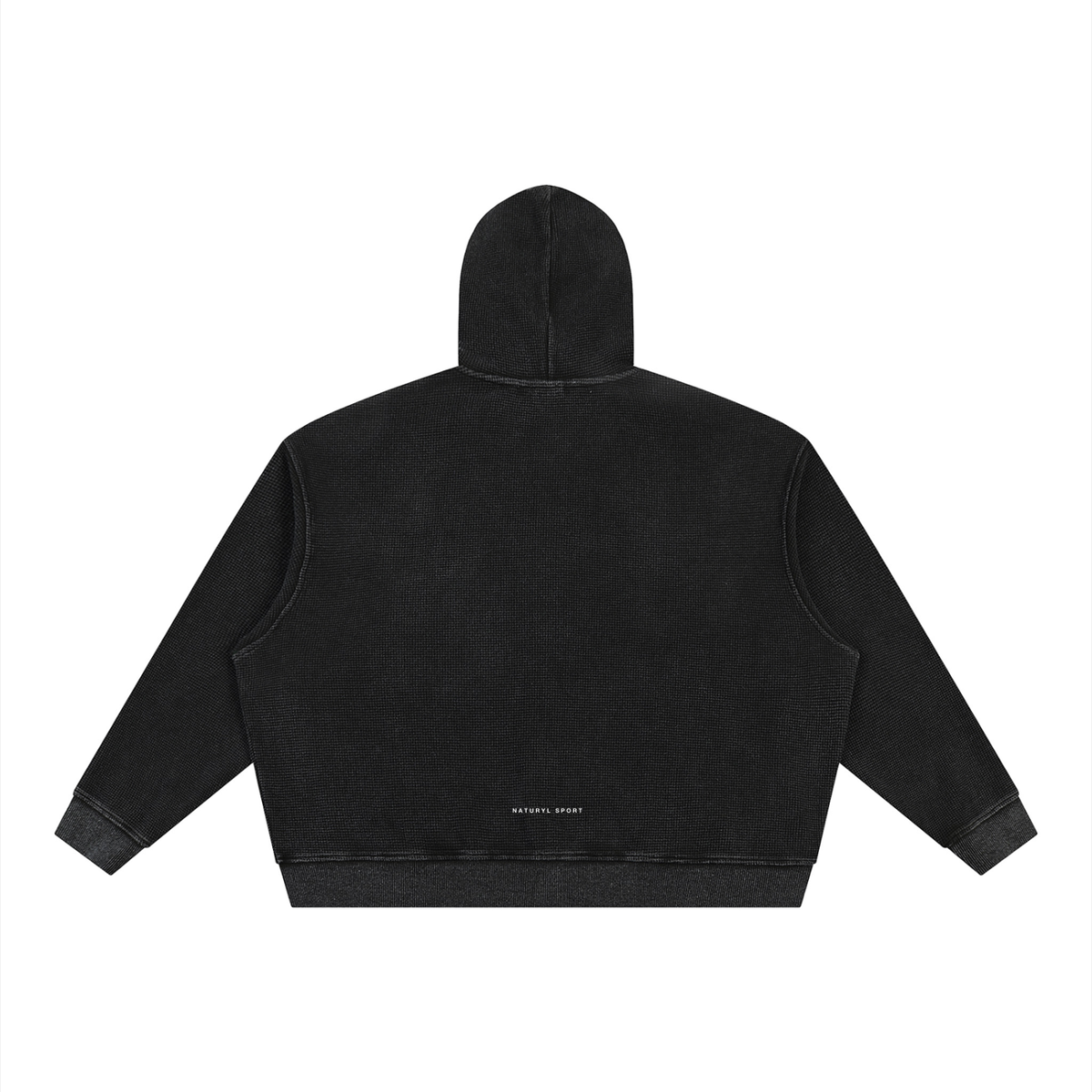Unisex Vintage Wash Boxy Waffle Full Zip Hoodie